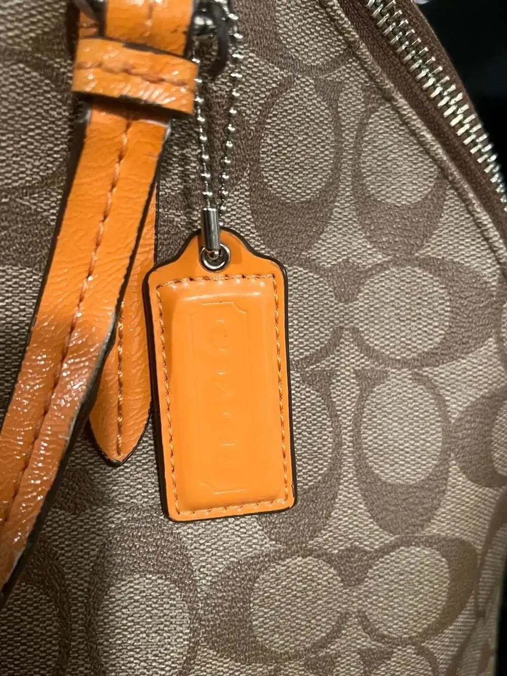 Coach Peyton Signature Cora Domed Satchel F24606 Khaki Tangerine